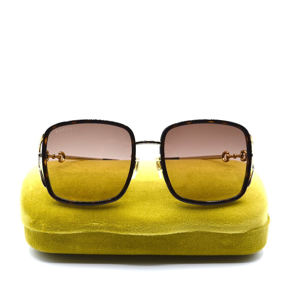 NEW GUCCI GG1016SK 003 HAVANA GOLD BROWN GRADIENT AUTHENTIC SUNGLASSES - Picture 9 of 13